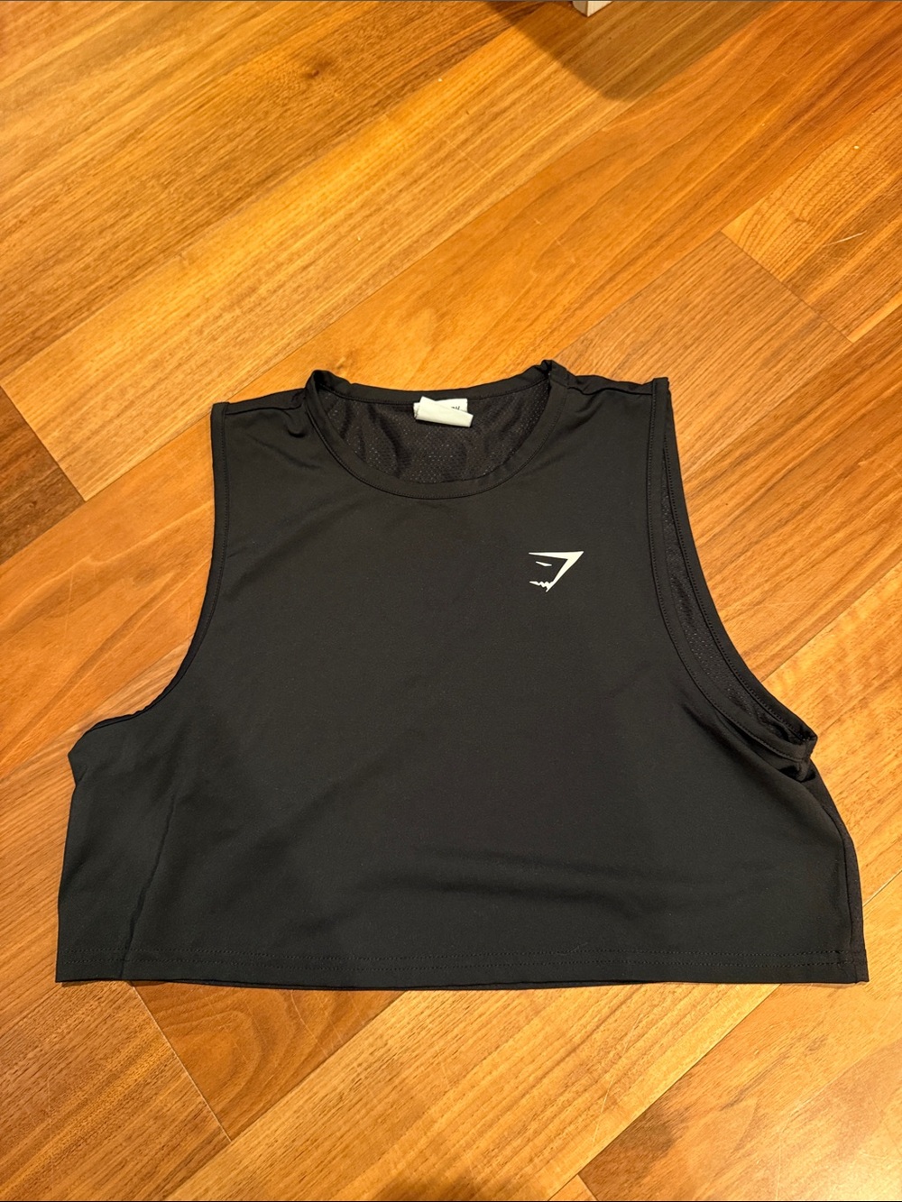 Gymshark Black Cropped Muscle Tee with White Logo
